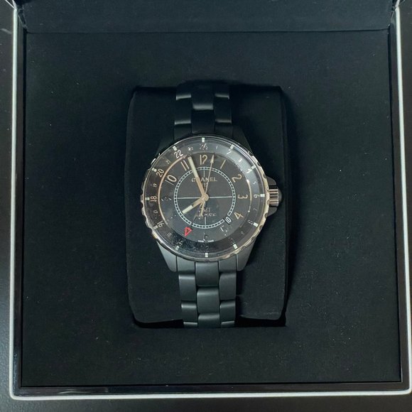 New CHANEL GMT Automatic Unisex J12 Ceramic Watch 41mm Matt Black Calibre 12.2 - Picture 9 of 15
